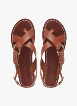 Soeur Sandales Plates En Cuir | Marron -Femmes Vêtements 2831476