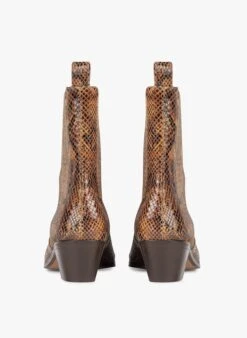 Soeur GAZETTE - Bottines En Cuir Imprimé Motif Python | Marron -Femmes Vêtements 3025958