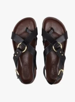 Soeur MEXICO - Sandales Plates En Cuir | Noir -Femmes Vêtements 3573838