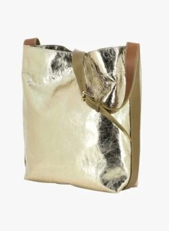 LE ENZO - Cabas En Cuir Métallisé | Doré -Femmes Vêtements 3596513