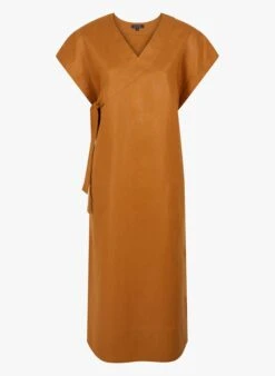Soeur USHUAIA - Robe Midi Col V En Lin | Marron -Femmes Vêtements 3984869