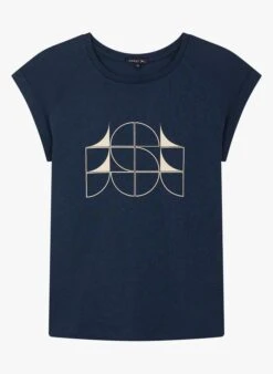 Soeur VALENTINA - Tee-shirt Col Rond Sérigraphié En Coton Mélangé | Bleu -Femmes Vêtements 3984909