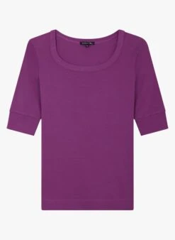 Soeur PAQUITA - Tee-shirt Col Carré En Coton | Violet -Femmes Vêtements 3984915