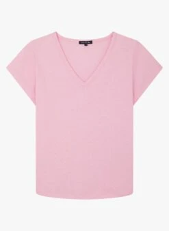 Soeur DOMINIQUE - Tee-shirt Col V En Coton Mélangé | Rose -Femmes Vêtements 3984917