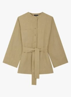 Soeur TABATA - Chemise Col Rond En Lin Lavé | Beige -Femmes Vêtements 3985015