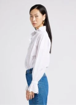 Soeur DAISYA - Chemise Col Victorien Avec Broderies Anglaises En Coton | Blanc -Femmes Vêtements 4009699