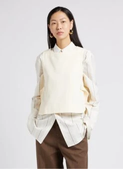 Soeur TISHKA - Top Col Rond En Toile De Coton | Beige -Femmes Vêtements 4009703