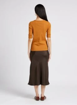 Soeur PAQUITA - Tee-shirt Col Carré En Coton | Marron -Femmes Vêtements 4009738