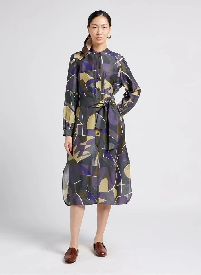 Soeur LAUREN - Robe Midi En Soie Imprimée | Gris 7 Soeur LAUREN - Robe Midi En Soie Imprimée | Gris – Image 5