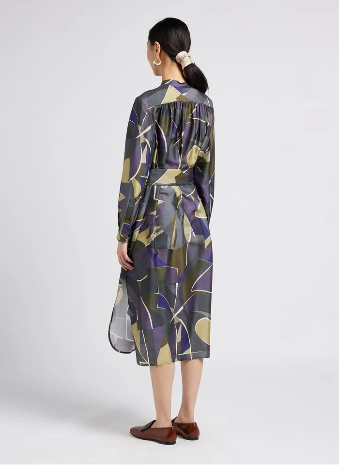 Soeur LAUREN - Robe Midi En Soie Imprimée | Gris 4 Soeur LAUREN - Robe Midi En Soie Imprimée | Gris – Image 2