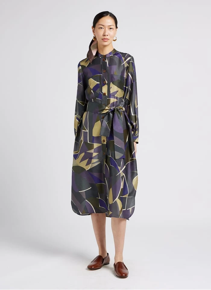 Soeur LAUREN - Robe Midi En Soie Imprimée | Gris 3 Soeur LAUREN - Robe Midi En Soie Imprimée | Gris