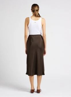 Soeur FEVER - Jupe Midi Fluide En Satin | Kaki -Femmes Vêtements 4012148