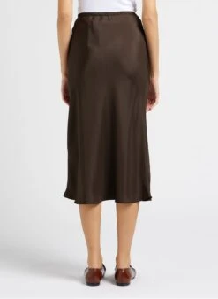 Soeur FEVER - Jupe Midi Fluide En Satin | Kaki -Femmes Vêtements 4012150
