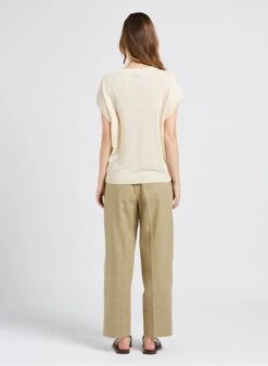 Soeur SARAJEVO - Pantalon Droit Chiné En Lin | Beige -Femmes Vêtements 4058690