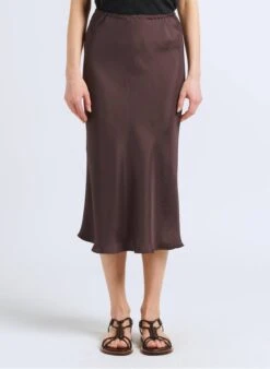 Soeur FEVER - Jupe Midi Fluide En Satin | Gris