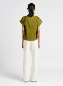 Soeur MADAGASCAR - Blouse Col V En Popeline De Coton | Vert -Femmes Vêtements 4114933