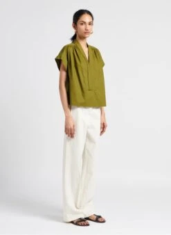 Soeur MADAGASCAR - Blouse Col V En Popeline De Coton | Vert -Femmes Vêtements 4114934