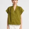 Soeur MADAGASCAR - Blouse Col V En Popeline De Coton | Vert -Femmes Vêtements 4114936