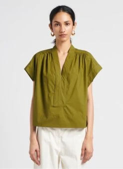 Soeur MADAGASCAR - Blouse Col V En Popeline De Coton | Vert