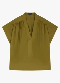 Soeur MADAGASCAR - Blouse Col V En Popeline De Coton | Vert -Femmes Vêtements 4121785