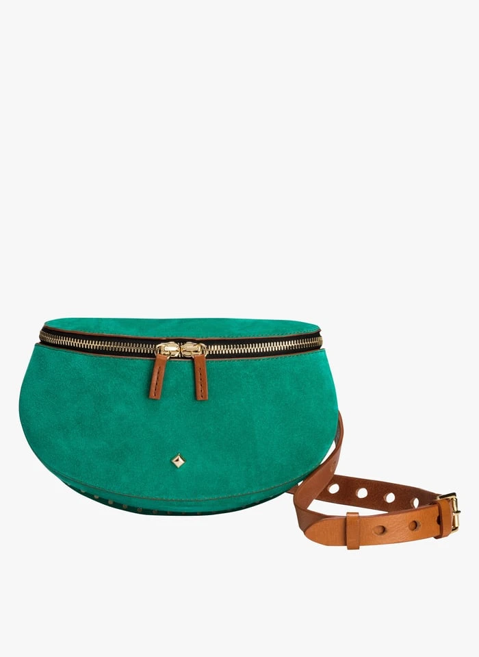 LA NEW LILI - Sac Banane En Cuir Velours | Vert 3 LA NEW LILI - Sac Banane En Cuir Velours | Vert
