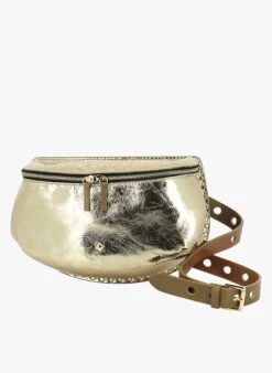 LA NEW LILI - Sac Banane En Cuir Métallisé | Marron