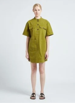 Soeur UNIQUE - Robe Courte En Coton Lavé | Vert -Femmes Vêtements 4137794