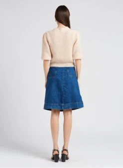 Soeur MINORQUE - Jupe Midi évasée En Coton Denim | Jean Délavé -Femmes Vêtements 4151928