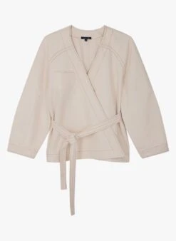 Soeur TAHO - Veste Kimono Croisée En Coton Bio | Beige -Femmes Vêtements 4152160