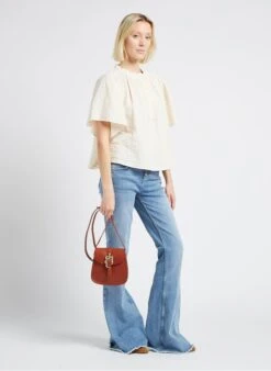 LE SAB BARBIER - Petit Sac Bandoulière En Cuir | Marron -Femmes Vêtements 4170353