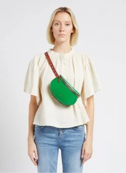 LA LILI - Pochette Banane En Cuir Verni | Vert -Femmes Vêtements 4170368