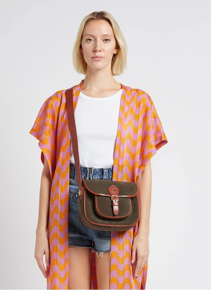 LE NEW FLAV - Sac Bandoulière En Cuir Velours | Kaki 4 LE NEW FLAV - Sac Bandoulière En Cuir Velours | Kaki – Image 2