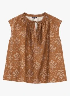 Soeur TANGER - Blouse Col Rond En Lin Flammé | Marron -Femmes Vêtements 4188864