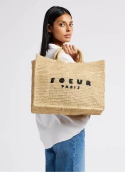 Soeur PAPAYE - Cabas En Paille Naturelle | Noir -Femmes Vêtements 4220882