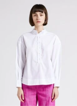 Soeur POEME - Blouse Col Montant En Coton | Blanc