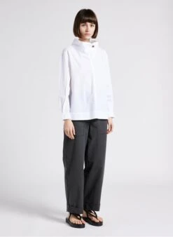 Soeur UMEA - Top à Col Montant En Popeline De Coton | Blanc -Femmes Vêtements 4244836