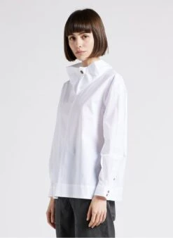 Soeur UMEA - Top à Col Montant En Popeline De Coton | Blanc -Femmes Vêtements 4244839